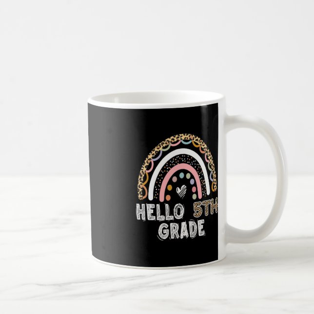 Taza De Café Hola 5 Grado Leopard Rainbow Quinto Grado Teache (Derecha)