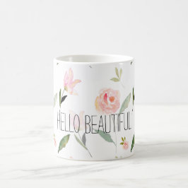 Taza De Café Hola acuarela hermosa floral