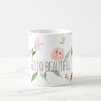 Taza De Café Hola acuarela hermosa floral