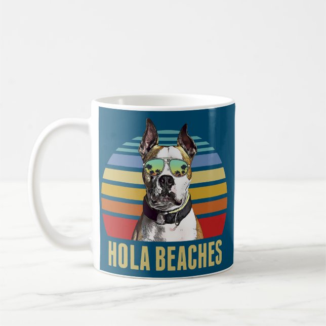 Taza De Café Hola Beaches American Staffordshire Terrier Dog (Izquierda)