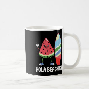 Taza De Café Hola Beaches Cute Kawaii Watermelon Surfboard Beac