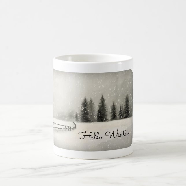 Taza De Café Hola Bosque De Invierno En Nieve (Centro)