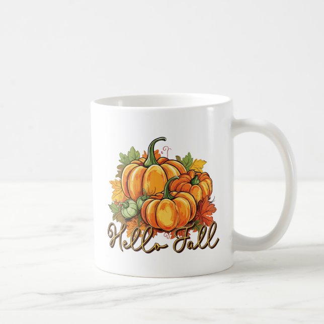 Taza De Café Hola Caída - Parche De Calabaza Acogedor (Derecha)