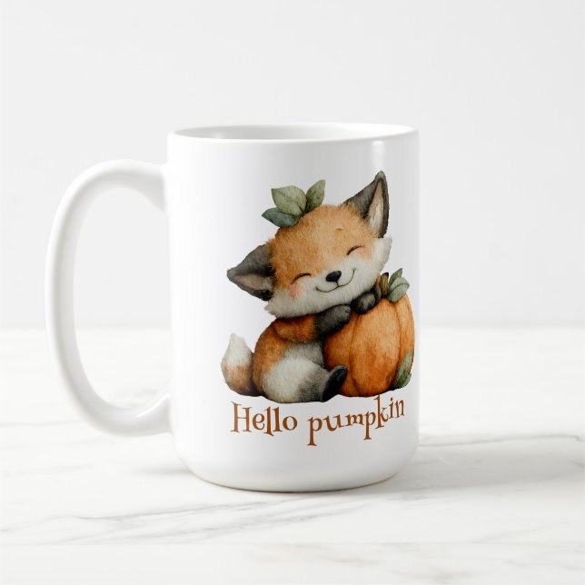 Taza De Café Hola Calabaza Cute Fox Halloween Diseño (Izquierda)
