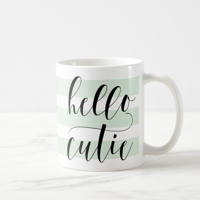 Taza De Café Hola caligrafía cutie moderna | Bandas de impresió (Derecha)