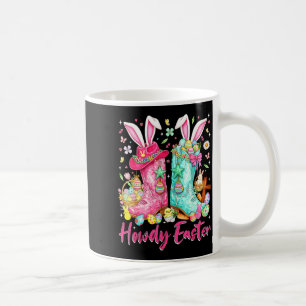 Taza De Café Hola conejito de Pascua occidental coqueta botas d