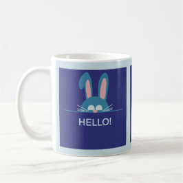 Taza De Café Hola conejo azul de Pascua