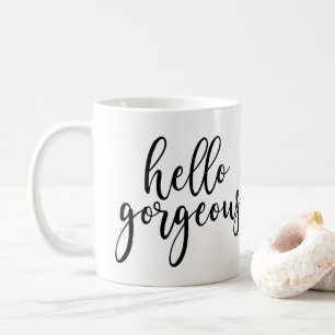 Taza De Café Hola escritura manuscrita negra magnífica