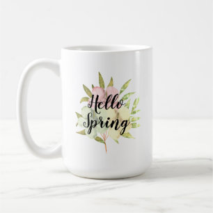 Taza De Café Hola Flores Acuarela Pastel de Primavera
