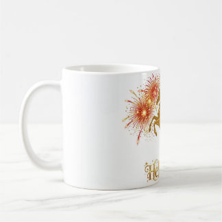 Taza De Café Hola Fuegos Artificiales del Caballo Dorado 2026