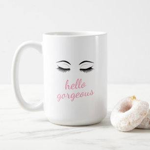 Taza De Café Hola Gorgeous con Bonitos Eyelash Glamoroso