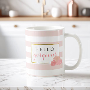 Taza De Café Hola Gorgoge banda rosa y Rubor Peony Mug