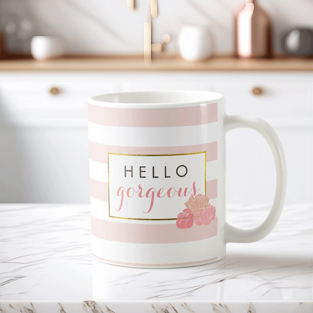 Taza De Café Hola Gorgoge banda rosa y Rubor Peony Mug (Subido por el creador)