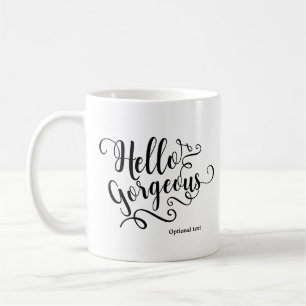 Taza De Café HOLA HERMOSA Tipografía Personalizada
