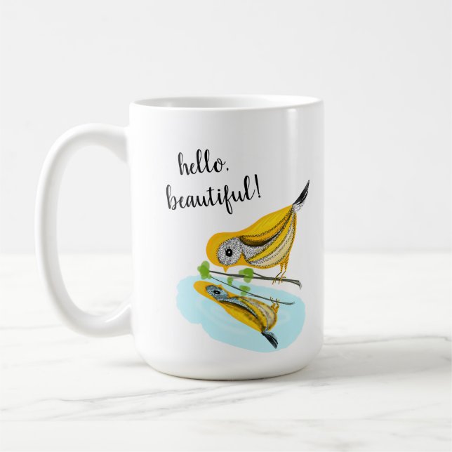 Taza De Café Hola hermoso café de reflexión Goldfinch (Izquierda)