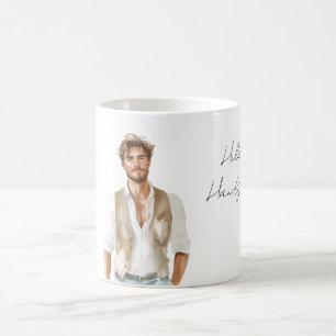 Taza De Café Hola Hombre Guapo Camisa Blanca Chaleco Crema