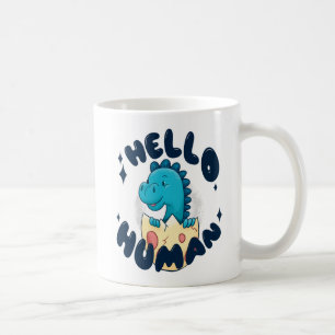Taza De Café Hola humano divertido Dinosaurio