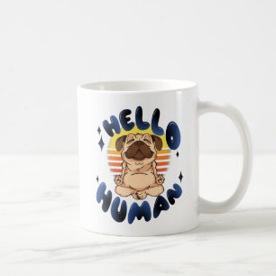 Taza De Café Hola humano Perro de yoga meditando