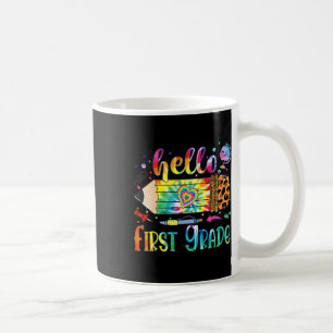 Taza De Café Hola Lápiz Leopardo de 1er Grado Tie Dye Diversión