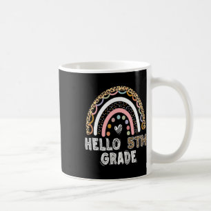Taza De Café Hola Maestra de Quinto Grado Leopardo Arcoíris Qui