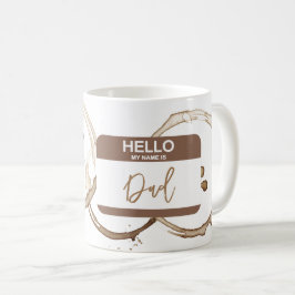 Taza De Café Hola mi nombre es DAD Nametag Café Rings Diversión