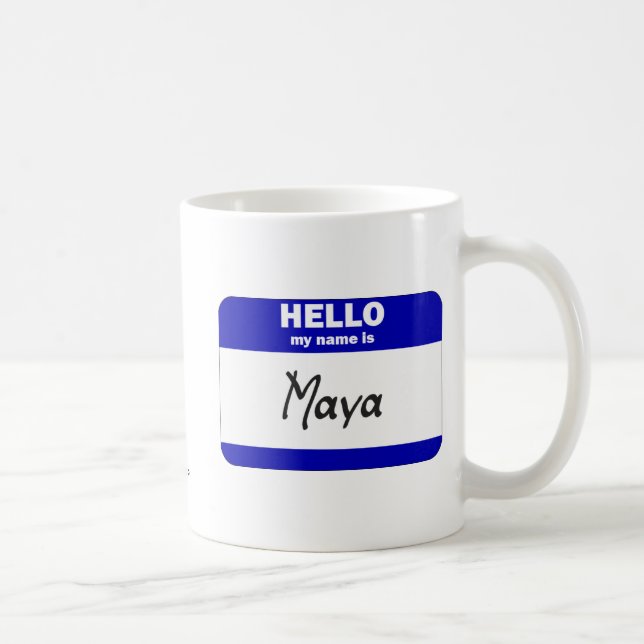 Taza De Café Hola mi nombre es el maya (azul) (Derecha)