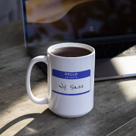 Taza De Café Hola, mi nombre es Personalizable azul grosero o d