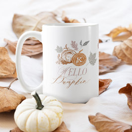 Taza De Café Hola Mochila Calabaza Festiva Otoño Caídos Saltos 