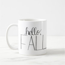 Hola Mug con letras de mano de otoño