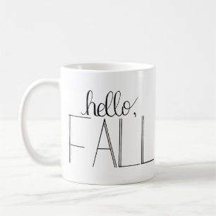 Taza De Café Hola Mug con letras de mano de otoño