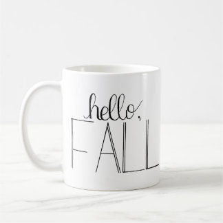 Taza De Café Hola Mug con letras de mano de otoño
