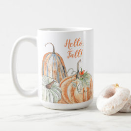 Taza De Café Hola Otoño Calabazas Acuarela Otoño