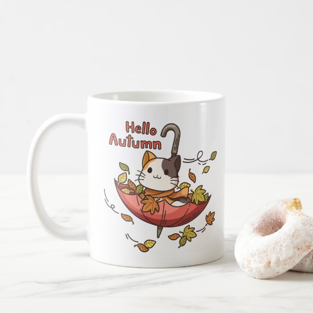Taza De Café Hola otoño Hello Fall (Con donut)