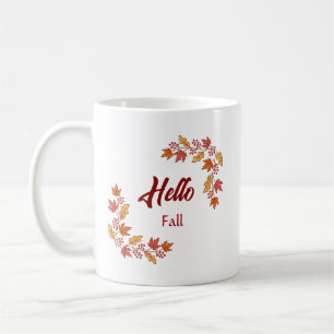 Taza De Café Hola Otoño Hojas de Otoño – Acento Estacional Acog