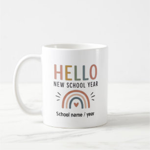Taza De Café Hola personalizado nuevo año escolar arcoíris past