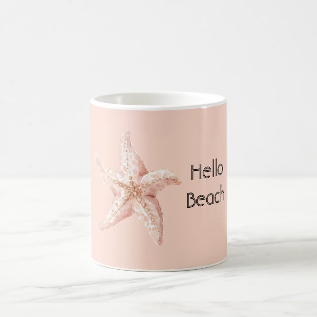 Taza De Café Hola Playa Melocotón Estrella de Mar (Centro)