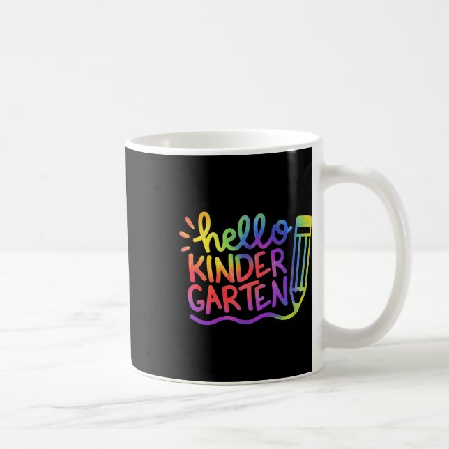 Taza De Café Hola Profesor De Jardín De Niños, Tie Dye Bienveni (Derecha)