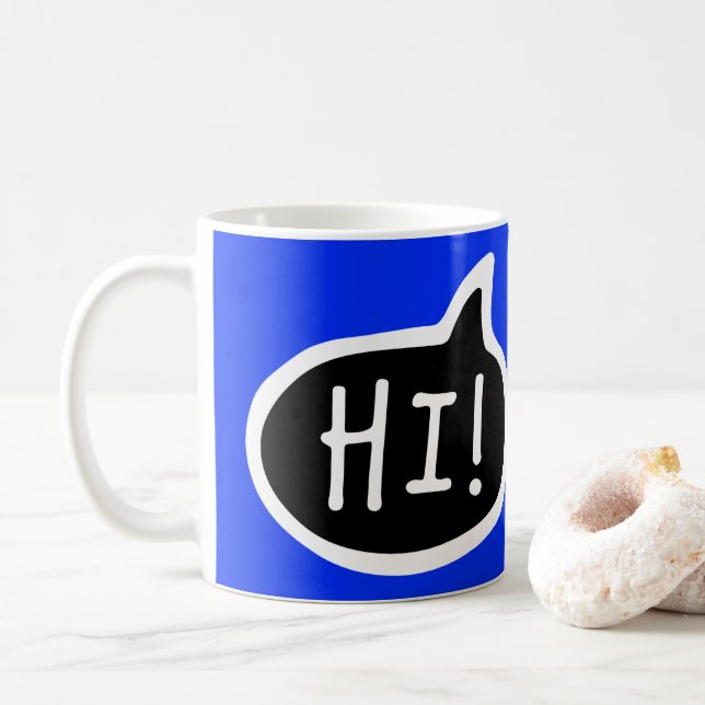 Taza De Café ¡HOLA! Saludo en inglés, Hola, Burbuja de voz (Con donut)