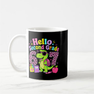 Taza De Café Hola Segundo Grado 67 T-Rex Leopardo Rosa Primer D