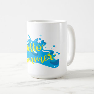 Taza De Café Hola Summer, Waves Graphic, Guay White