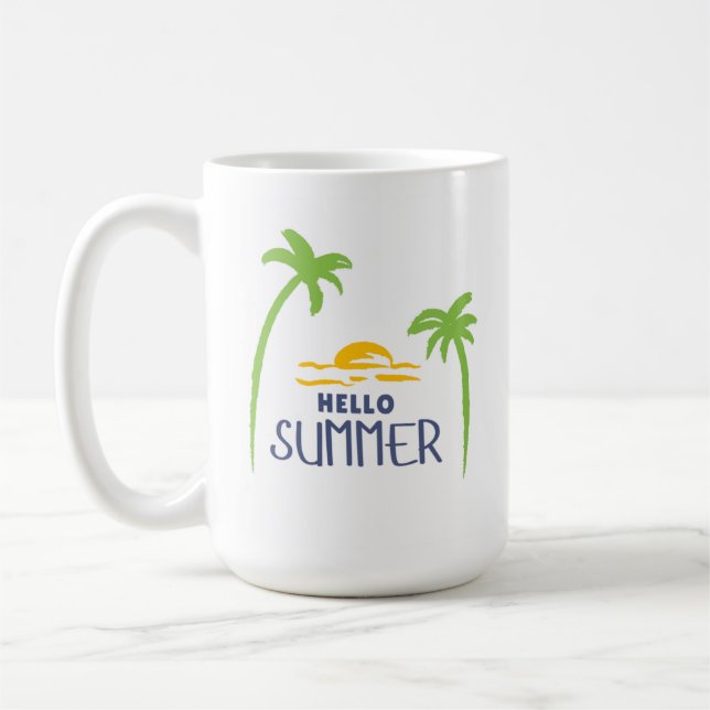 Taza De Café Hola Sunshine De Verano Y Palmeras (Izquierda)
