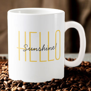 Taza De Café Hola Sunshine Dulce Cita Moderna Amarillo de Moda