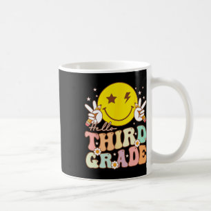 Taza De Café Hola tercer grado Hippie Smile Face 3º grado de vu