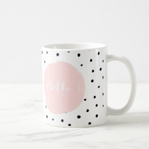 Taza De Café Hola tipografía y baile de polka Dot