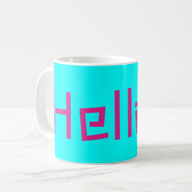 Taza De Café Hola turquesa rosa (Anverso izquierdo)