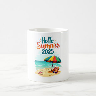 Taza De Café Hola verano 2025 🌊 colorido barranco de playa