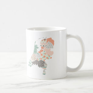 Taza De Café Holanda Mapa de la Provincia Estilo de Parche Geom