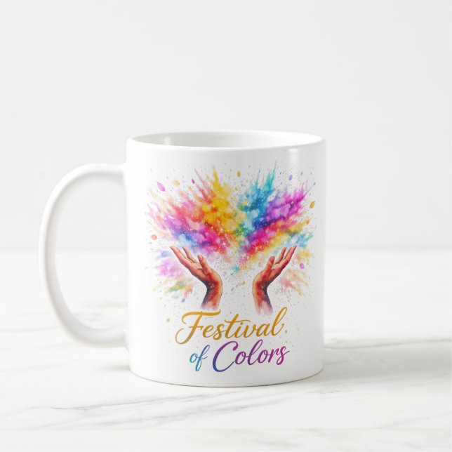 Taza De Café Holi Festival Hands Throwing (Izquierda)