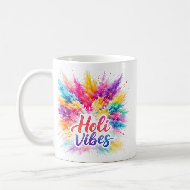 Taza De Café Holi Vibes - Bunte Typografie Tasse (Izquierda)