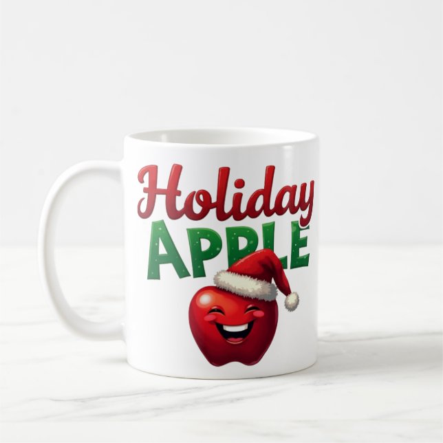 Taza De Café Holiday Apple Retro Christmas Design  (Izquierda)